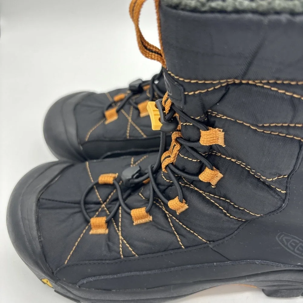Keen Shoes Kids Sz 6 Basin Snow Boots Winter Insulated Leather Waterproof Black